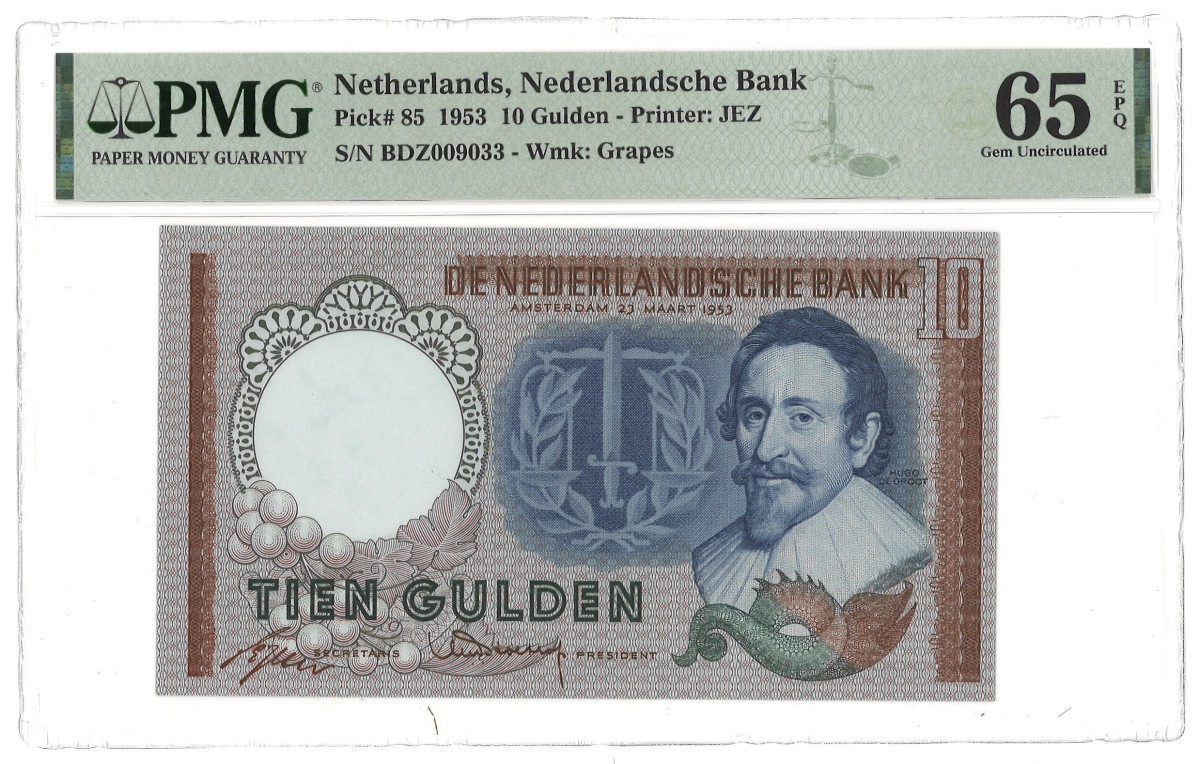 Nederland. 10 Gulden. Bankbiljet. Type 1953. - PMG 65EPQ