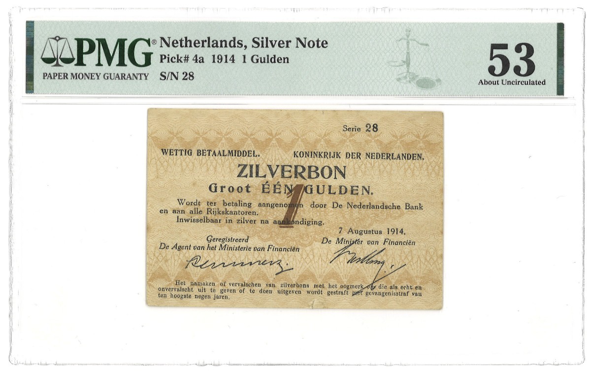 Nederland. 1 Gulden. Zilverbon. Type 1914. - PMG 53