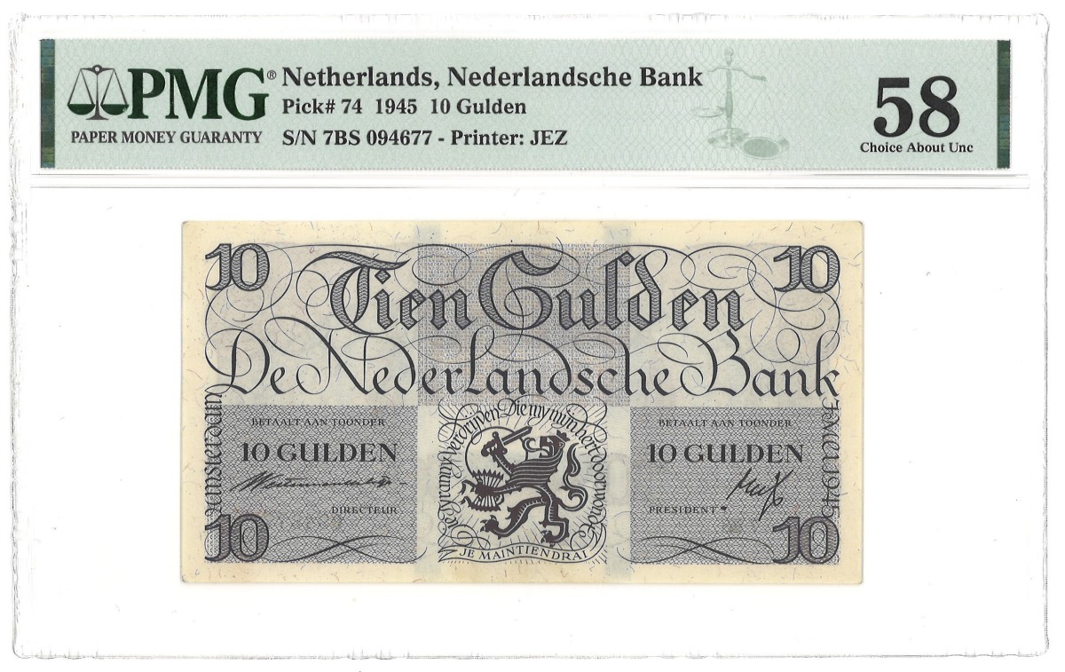 Nederland. 10 Gulden. Bankbiljet. Type 1945. - PMG 58