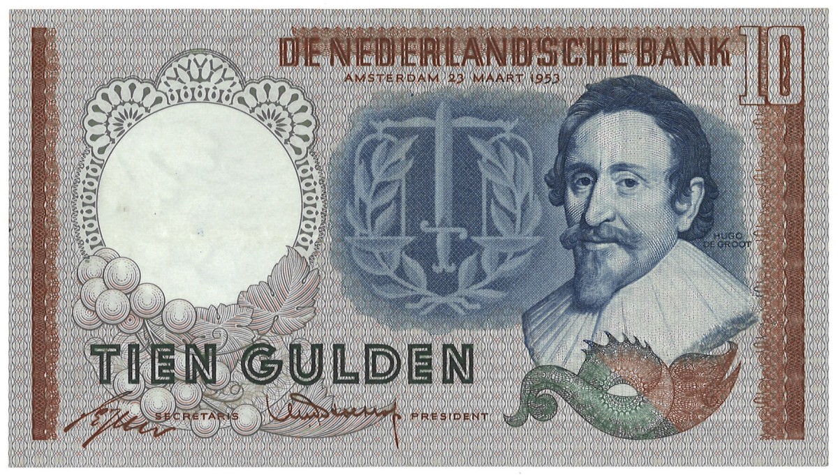 Nederland. 10 Gulden. Bankbiljet. Type 1953. - UNC.