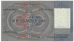 Nederland. 10 Gulden. Bankbiljet. Type 1940II. - UNC.