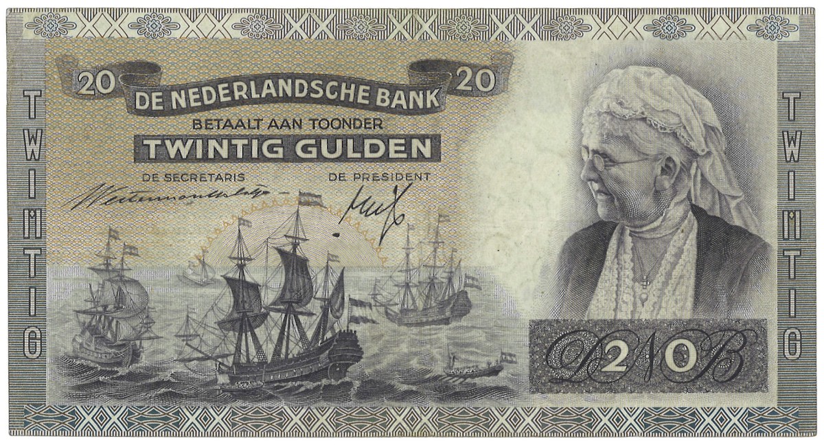 Nederland. 20 Gulden. Bankbiljet. Type 1939. - Prachtig -