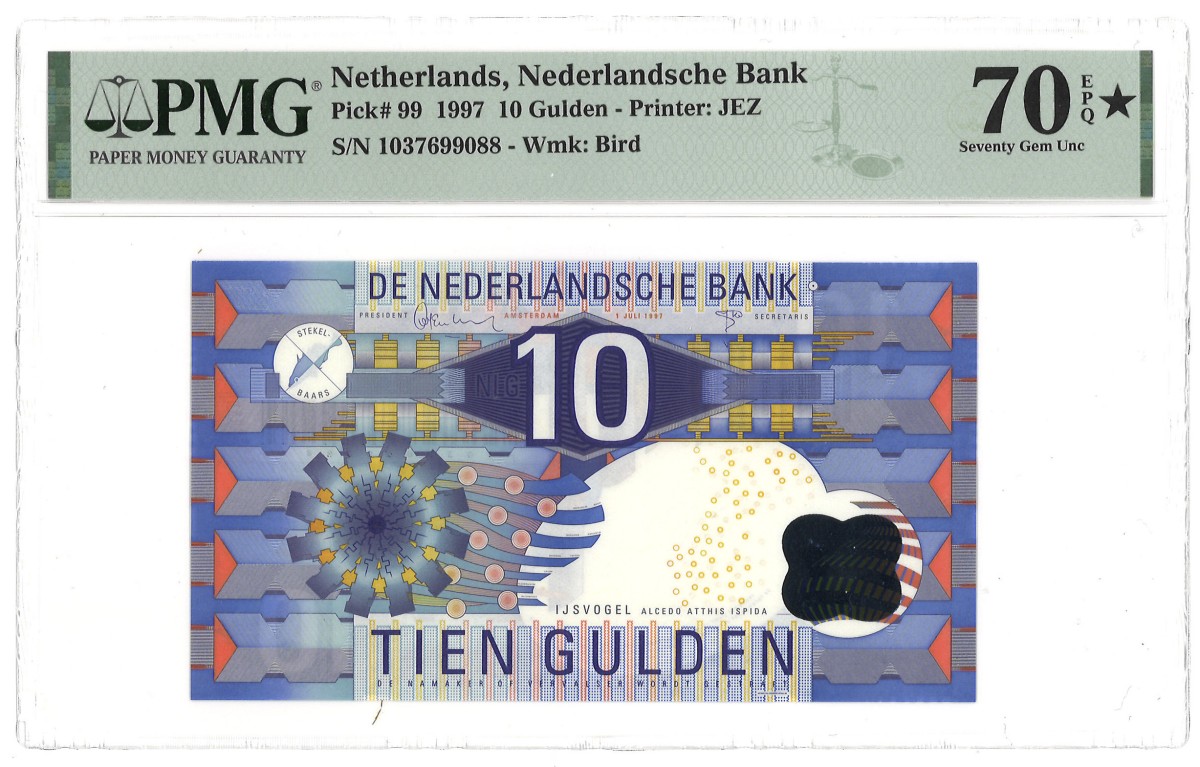 Nederland. 10 Gulden. Bankbiljet. Type 1997. - PMG 70EPQ