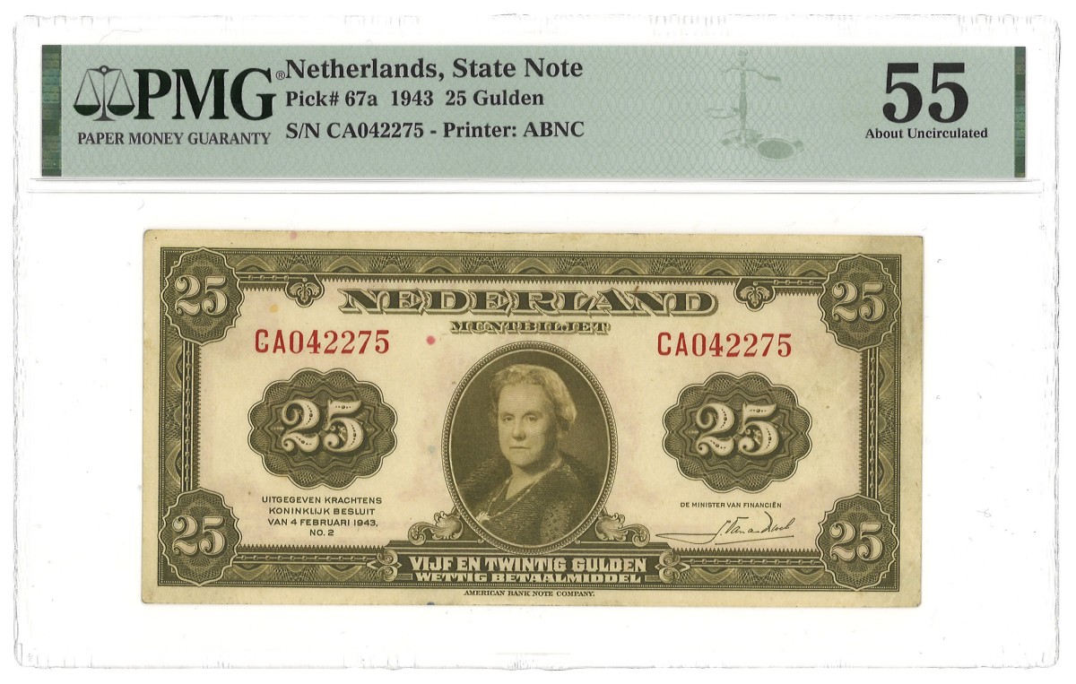 Nederland. 25 Gulden. Muntbiljet. Type 1943. - PMG 55