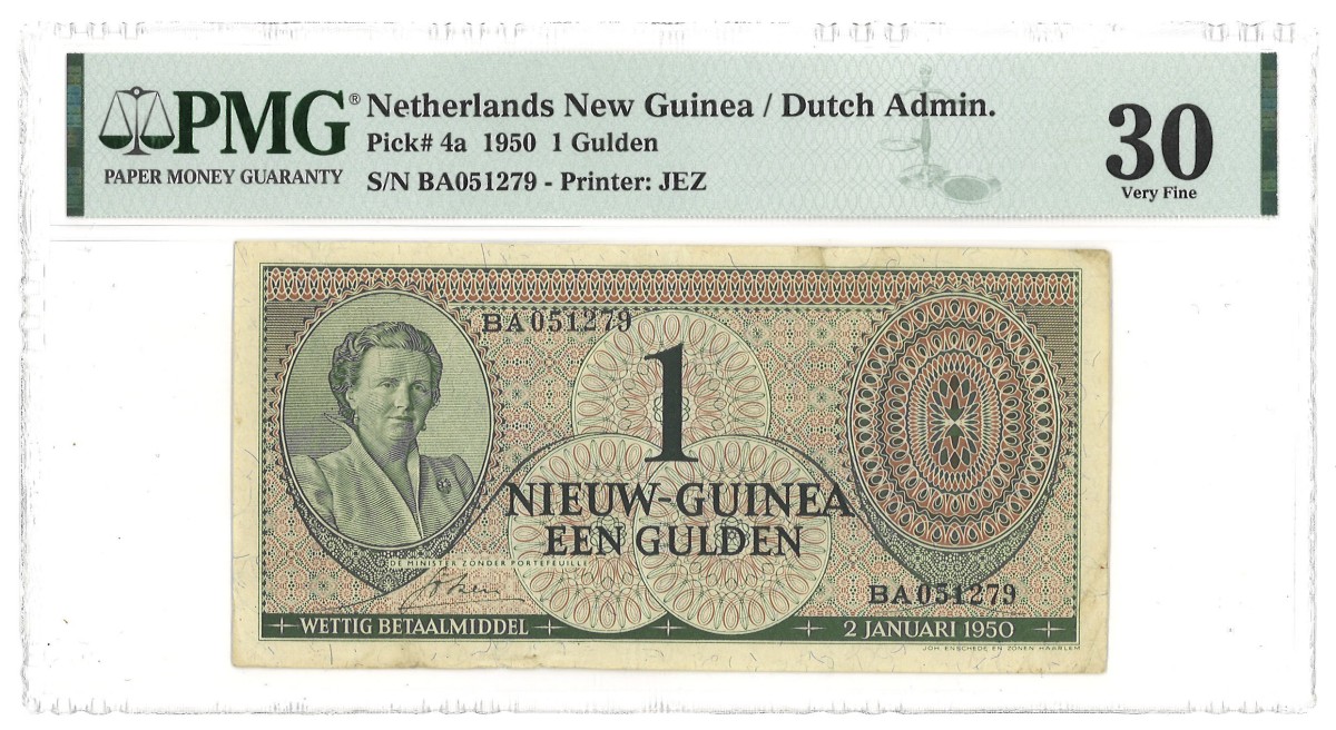 New Guinea. 1 Gulden. Banknote. Type 1950. - PMG 30