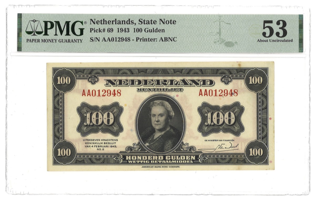 Nederland. 100 Gulden. Muntbiljet. Type 1943. - PMG 53