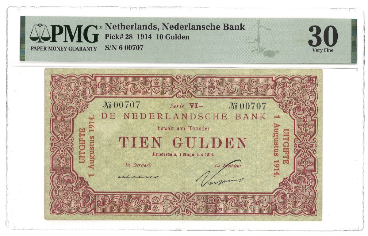 Nederland. 10 Gulden. Bankbiljet. Type 1914. - PMG 30