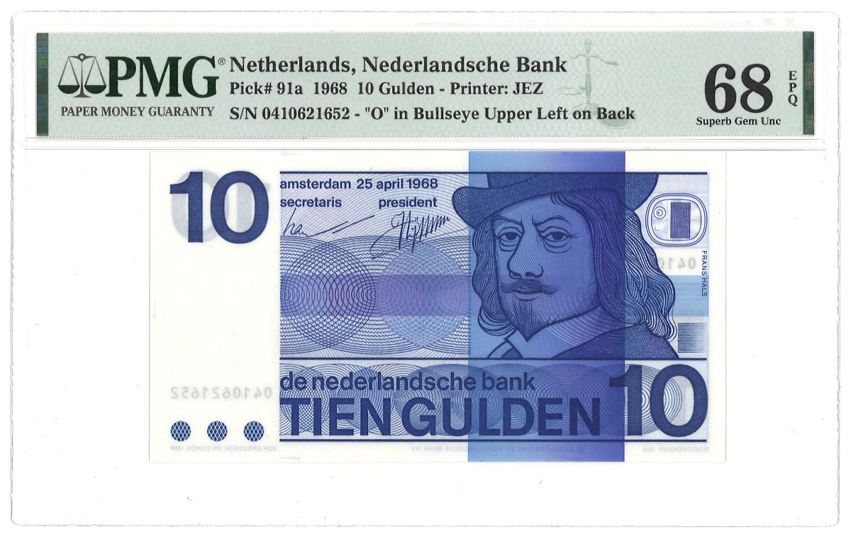 Nederland. 10 Gulden. Bankbiljet. Type 1968. - PMG 68EPQ