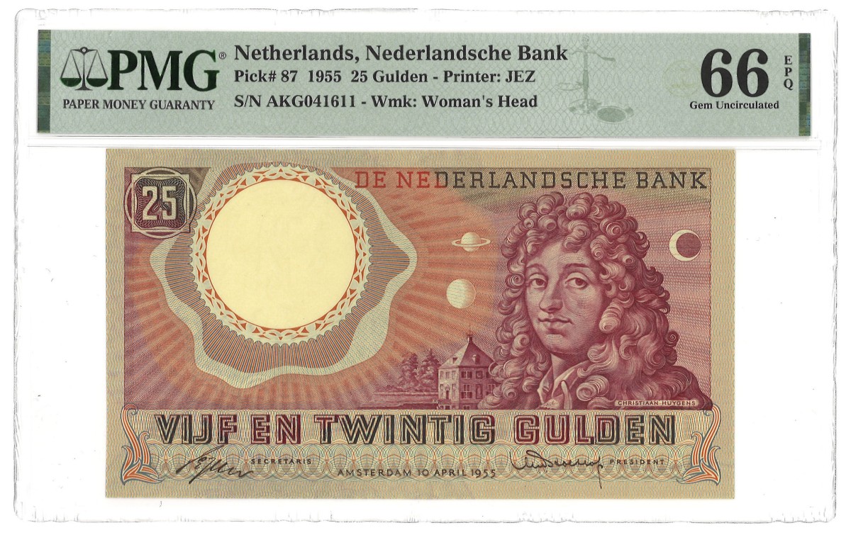 Nederland. 25 Gulden. Bankbiljet. Type 1955. - PMG 66EPQ