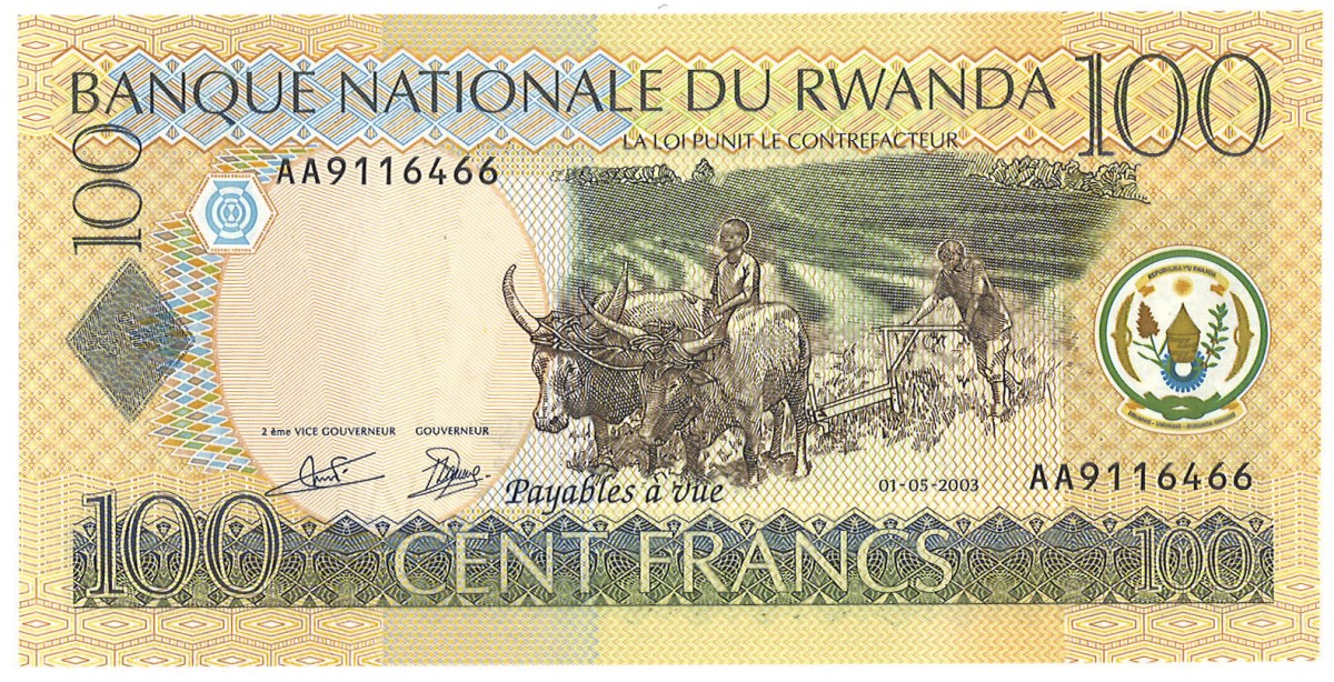 Rwanda. 100 francs. Banknote. Type 2003. - UNC.