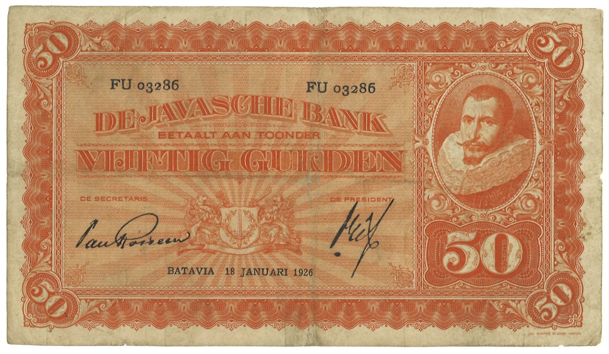 Netherlands-Indies. 50 Gulden. Banknote. Type 1925. - Very fine -.