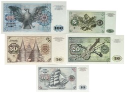 Germany. 5/10/20/50/100 Mark. Banknotes. Type 1960-1980. - Very fine – UNC.