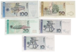 Germany. 10/10/20/50/100 Mark. Banknotes. Type 1989-1991. - Very fine – UNC.
