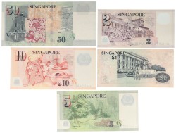 Singapore. 1/2/5/10/50 Dollars. Banknotes. Type ND. - Very fine – UNC.
