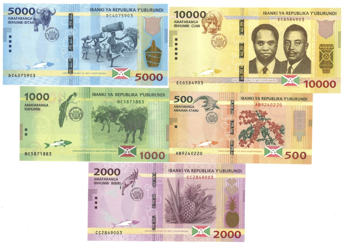 Burundi. 500/1000/2000/5000/10000. Banknotes. Type 2015. - UNC.