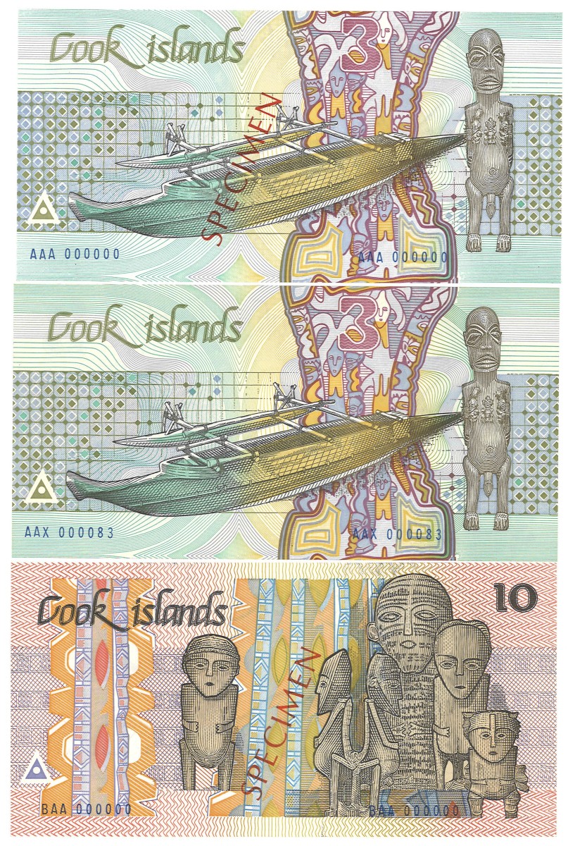 Cook Islands. 3/3/10 Dollars. Banknotes. Type ND. - About UNC.