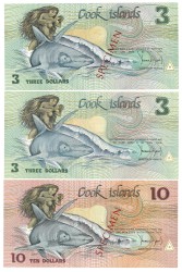 Cook Islands. 3/3/10 Dollars. Banknotes. Type ND. - About UNC.