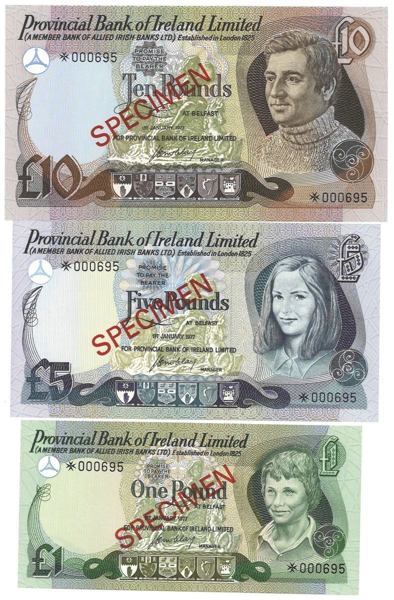 Ireland. 1/5/10 Pounds. Banknotes. Type 1977. - UNC.
