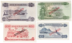 Mauritius. 5/10/25/50 Rupees. Banknotes. Type ND. - UNC.