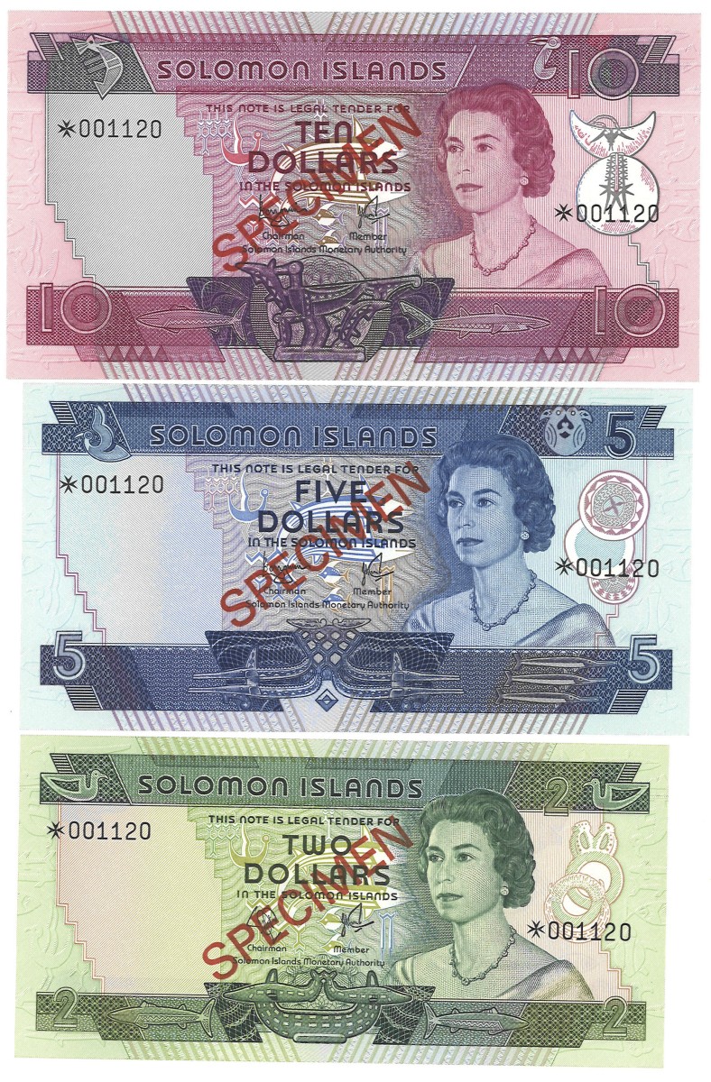 Solomon Islands. 2/5/10 Dollars. Banknotes. Type ND. - UNC.