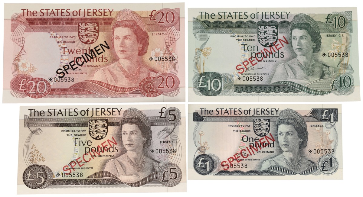 Jersey. 1/5/10/20 Pounds. Banknotes. Type ND. - UNC.