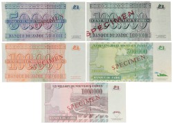 Zaïre. 50000/100000/100000/500000/1000000 Zaïres. Banknotes. Type 1996. - UNC.