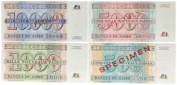 Zaïre. 500/1000/5000/10000 Zaïres. Banknotes. Type 1995. - UNC.