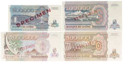 Zaïre. 100000/200000/500000/5000000 Zaïres. Banknotes. Type 1992. - UNC.