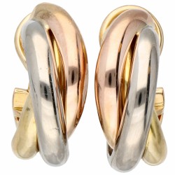 Tricolor gouden Cartier Trinity creolen, clip-oorbellen - 18 kt.