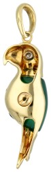 No Reserve - Damiani 18K geelgouden papegaai hanger met chrysopraas en diamant.