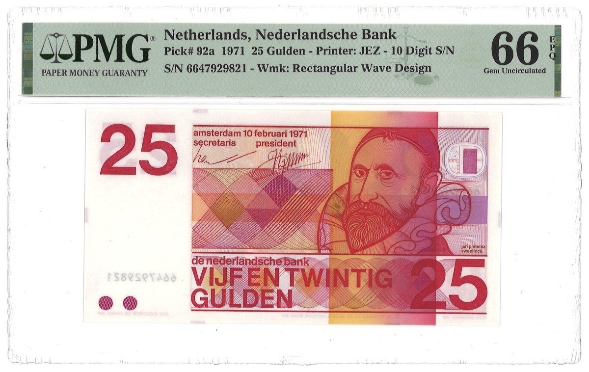 Nederland. 25 Gulden. Bankbiljet. Type 1971. - PMG 66EPQ.