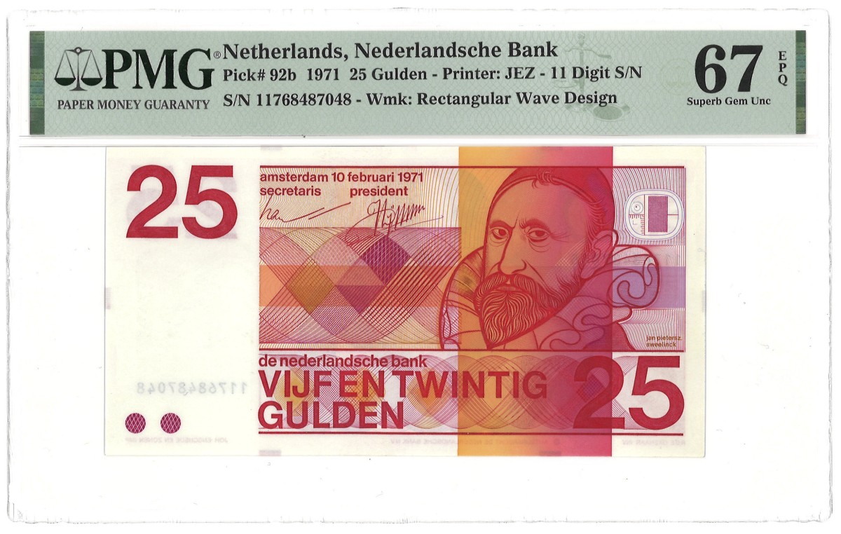 Nederland. 25 Gulden. Bankbiljet. Type 1971. - PMG 67EPQ.