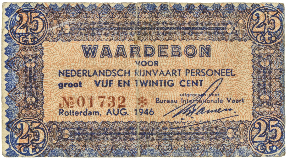 Nederland. 25 Cent. Waardebon. Type 1946. Type Rijnvaart. - Fraai.