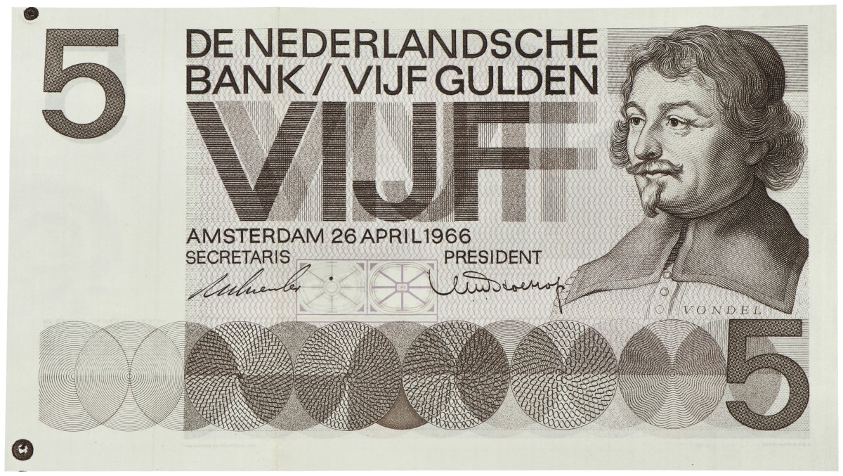 Nederland. 5 Gulden. Proefdruk. Type 1966. - Prachtig.