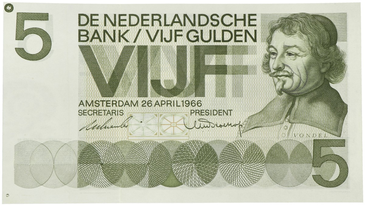 Nederland. 5 Gulden. Proefdruk. Type 1966. - Prachtig.