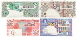 Nederland. 10/25/100/1000 Gulden. Bankbiljet. Type 1989/1997. - Zeer Fraai / Prachtig.