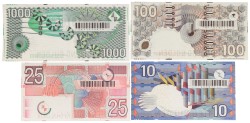 Nederland. 10/25/100/1000 Gulden. Bankbiljet. Type 1989/1997. - Zeer Fraai / Prachtig.