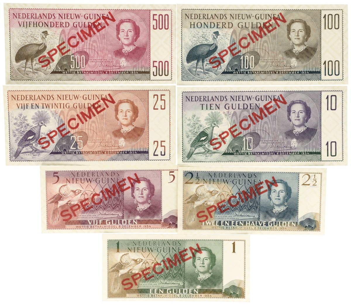 New Guinea. Complete serie specimen. Banknotes. Type 1954. - UNC.