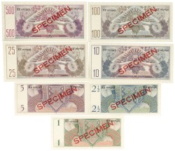 New Guinea. Complete serie specimen. Banknotes. Type 1954. - UNC.