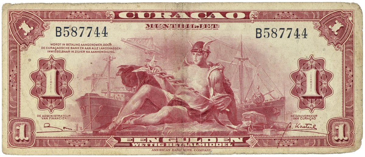 Curaçao. 1 Gulden. Muntbiljet. Type 1947. - Fine / Very fine.