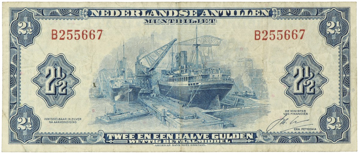 Netherlands-Antilles. 2½ Gulden. Muntbiljet. Type 1964. - Fine.