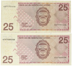 Netherlands-Antilles. 2x 25 Gulden. Banknotes. Type 2003-2011. - Fine – UNC.