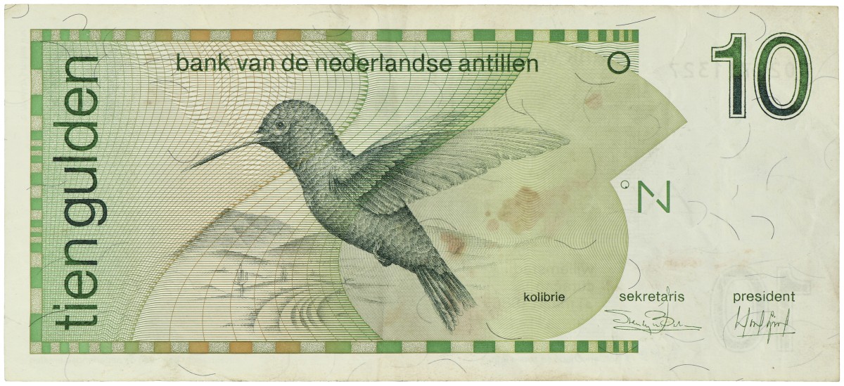 Netherlands-Antilles. 10 Gulden. Banknote. Type 1986. - Fine / Very fine.