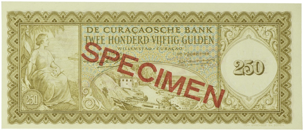 Curaçao. 250 Gulden. Banknote. Type 1958. - UNC.