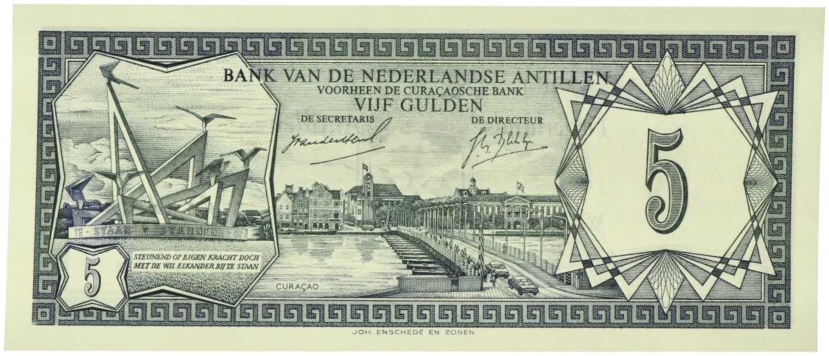 Netherlands-Antilles. 5 Gulden. Banknote. Type 1967. - UNC.