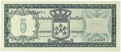 Netherlands-Antilles. 5 Gulden. Banknote. Type 1967. - UNC.