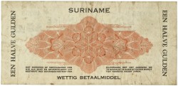 Suriname. ½ Gulden. Zilverbon. Type 1942. - Fine / Very fine.