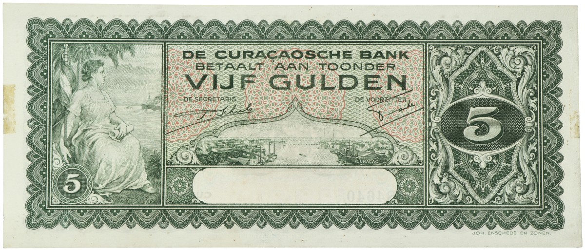 Curaçao. 5 Gulden. Banknote. Type 1930. - UNC.