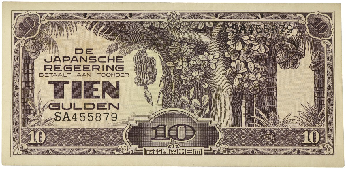 Netherlands-Indies. 10 Gulden. Banknote. Type 1942. - RARE - Very fine.