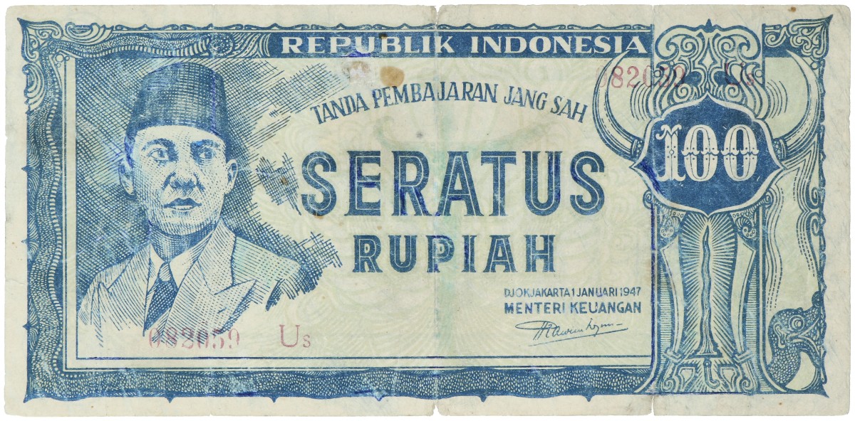 Indonesia. 100 Rupiah. Banknote. Type 1947. - Very fine.